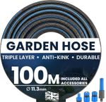 Garden Hose Pipe Heavy Duty Reinforced PVC Triple Layer Connectors Spray Nozzle