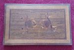 Vintage Wooden Marquetry Picture in design of a pair of crabs