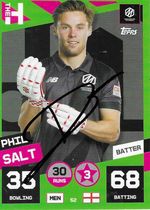 PHIL SALT SIGNED MANCHESTER ORIGINALS CRICKET ATTAX 2022 BASE CARD