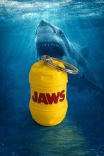JAWS 3D PRINTED DRUM KEY RING WITH VINYL JAWS DECAL  FROM THE CLASSIC FILM JAWS
