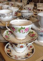 Job lot 10 Pretty Vintage Tea Cups & Saucers- Ideal for use at Tea Parties
