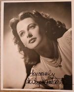 Hedy Lamarr - stunning Hollywood Star & Genius Inventor signed photo. AFTAL COA