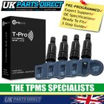 TPMS Tyre Pressure Sensors for Jaguar XF (X250) (08-15) - SET OF 4 - BLACK STEM
