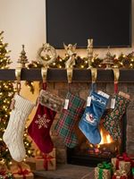 Heavy SolidBrass Fireplace Stocking Hanger 5 (Trees, Wreath, Nutcracker, Angel