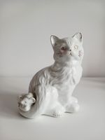Vintage Porcelain White & Gold Cat Figurine