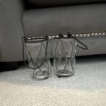Set of 2 Hanging Clear Glass Tea Light Holders, Black Metal white company