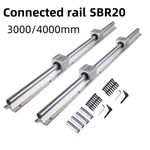 2x SBR20-3000mm~4000mm Linear Silde Rail Guide Shaft 8 SBR20UU Bearing Block CNC