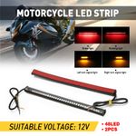 2 Flexible Motorcycle LED Strip 48LED Brake Stop Turn Signals Running Tail Light
