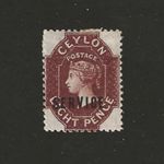 CEYLON ~ SG O3 ~ OPTD T O1 SERVICE  8d Chocolate ~ Wmk Crown CC Perf 12.5 ~ MH