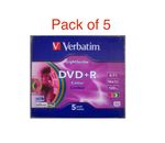 5 x VERBATIM DVD+R 4.7Gb 16x Lightscribe COLOUR 43658 recordable blank discs