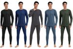 Mens Thermal Long Johns Top Bottom Set 100% Merino Wool Base Layer Underwear Set