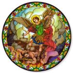 SAINT MICHAEL TIFFANY STAINED GLASS EFFECT SUNCATCHER STICKER WINDOW CATHOLIC