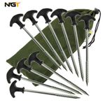 10 x NGT Bivvy Pegs Heavy Duty Carp Fishing Camping Tent Pegs 8"/20cm With Case