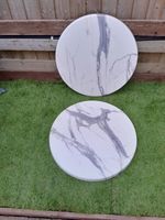 600mm Round White & Grey Marble Effect Table Tops