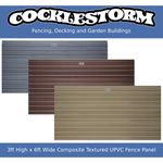 3ft High x 6ft Wide Composite uPVC/Plastic Garden Fence Panel & Anti Theft Clips