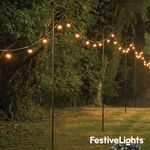 1.5m / 2.4m Festoon Steel Pole Hooks Hanging Outdoor Lighting String Wire Lights