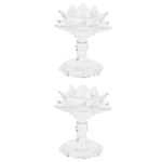 Glass Lotus Candle Holder Pair Artistic Design for Buddha Table and Parties