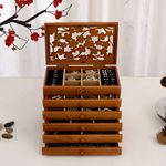 Large Wooden Jewellery Boxes Storage Case 6 Drawers Cabinet Necklace Organizers