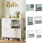 Narrow Shoe Cabinet with Flip Doors, Removable & Adjustable Shelves Refurbished