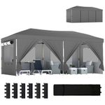 Outsunny 3 x 6 m Pop Up Gazebo, UPF50+ Wedding Party Tent Marquee, Dark Grey
