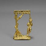 Vtg GOLD PLATED Miniature HIGHWAYMAN HANGING FROM GALLOWS 5.5cm x 3.7cm x 1.9cm