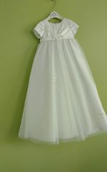 Girls Christening Gown Age 6 Months White Satin And Tulle