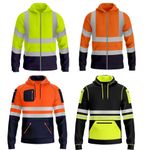Hi Vis Viz High Visibility Pocket Safety Work Security Pullover Sweatshirt Hoody