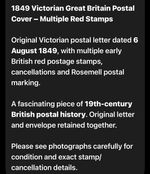 1849 GB Queen Victoria cover & letter, multiple 1d red, Rosewell