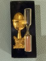 Vintage 1960’s Lucite Egg timer ~kitsch w Golden Hen & Egg Cup Made In Hong Kong