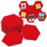 SHINEOFI 12Pcs Hexagon Felt Wall Tiles, Self Adhesive 12.00X12.00X0.50CM, Red