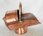 ANTIQUE SOLID COPPER LOG BIN - COAL BUCKET - SCUTTLE - HELMET brass vintage  g