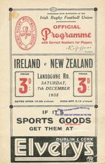 Ireland v New Zealand All Blacks 7 Dec 1935 Lansdowne Rd, Dublin rugby programme