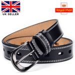 Womens Ladies Genuine Leather Belts Casual Buckle Jeans Belt UK Stock (Gift Bag)