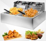 20L 5000W Commercial Electric Deep Fryer Fat Chip Twin Dual Tank Stainless Steel