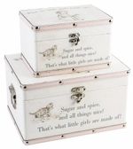 Baby Girl Set Of Two Storage Boxes Luxury Keepsake Memory Nursery