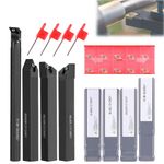 4Set 12mm Shank Lathe Turning Holder Boring Bar +Carbide Inserts Cutting Tools