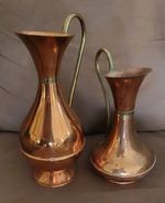 Set of 2 Vintage Antique Copper & Brass Flower Posy Vessels/Jugs.