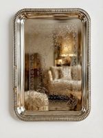 Engraved Reflective Vintage Silver-Plated Serving Tray Rectangular / Trays Plate