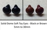 Solid Teddy Bear Eyes Safety Backs - Dome Making Soft Toy Doll Craft Plastic