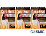 3 X Cura Heat - Back And Shoulder Pain - 7 Patches - All Day Pain Relief