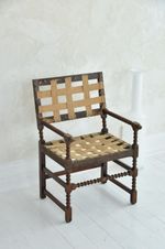 19th Mahogany Antique wood Chair  Turned Bobbin Legs Arts & crafts Vtg