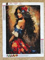 Completed Diamond Painting Spanish Lady Portrait 30x40cm Handmade Art