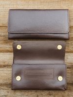 Real Genuine Leather Dark Brown Tobacco Pouch Baccy Case Organiser Rizla Pocket