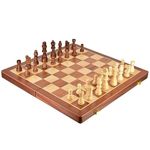 M.Y Premium 15" Wooden Magnetic Chess Set Folding Chessboard Two In One Set
