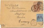 GB 1894 QV Jubilee 2½d as rare uprating postage on VF QV ½d PS wrapper to BERLIN