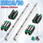 2pcs HGR15 HGR20 Linear Rail Guide L300-1500mm+4Pcs HGH15/20CA Bearing Block Set