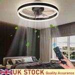 LED Ceiling Fan Light Dimmable Livingroom Bedroom Chandelier Lamp With Remote