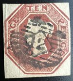 GB QV Stamp 1848 SG57, Embossed 10d brown, cut square, Fine used. SG RRP £1,200.