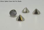 100 x Heavy Metal Spike Cone Hot Fix Iron on Studs, DIY Craft, Glue Fix Stud