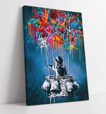 BANKSY BOY IN HOT AIR BALLOON HEART GRAFFITI - CANVAS WALL ARTWORK PICTURE PRINT